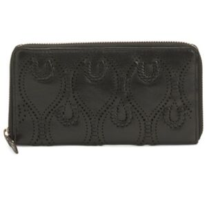 🖤🔹️VILENCA🔹️ Black Leather Large Zip Round Peacock Stitch Wallet